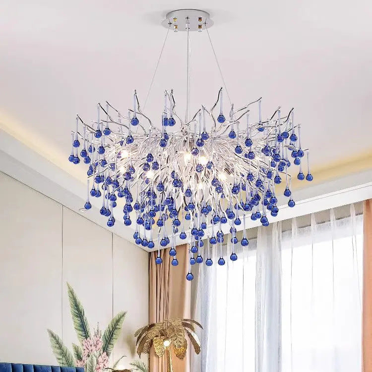 Modern Luxury Crystal Glass Aluminum Branch Water Drop 6/8/10/14 Chandeliers for Dining Room Lumendat