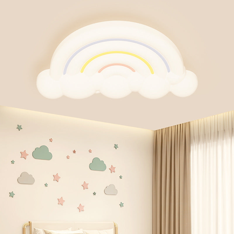 Lumendat Contemporary Creative Cartoon Acrylic Cloud Rainbow Design LED Kids Flush Mount Ceiling Light For Bedroom Lumendat
