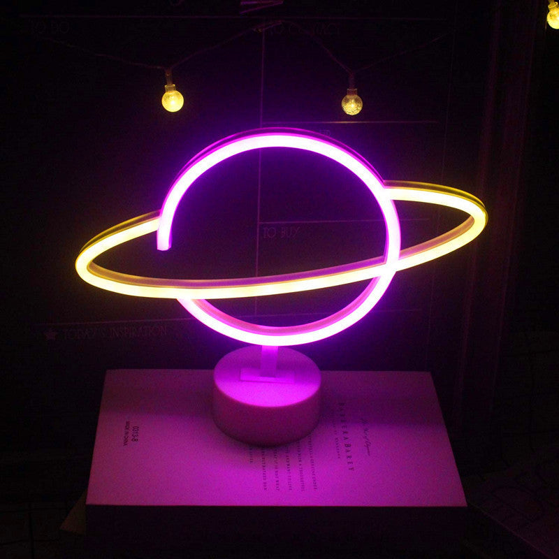 Modern Creative Planet Neon Plastic LED Night Light Table Lamp Lumendat