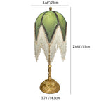 Traditional French Tassel Leaf Iron Fabric 1-Light Table Lamp For Bedroom Lumendat