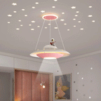 Lumendat Modern Art Deco Kids Iron Acrylic UFO Spaceship Astronaut Round LED Pendant Light For Bedroom Lumendat