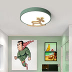 Lumendat Macaron Creative Wooden Horse Shape Round LED Kids Flush Mount Ceiling Light Lumendat