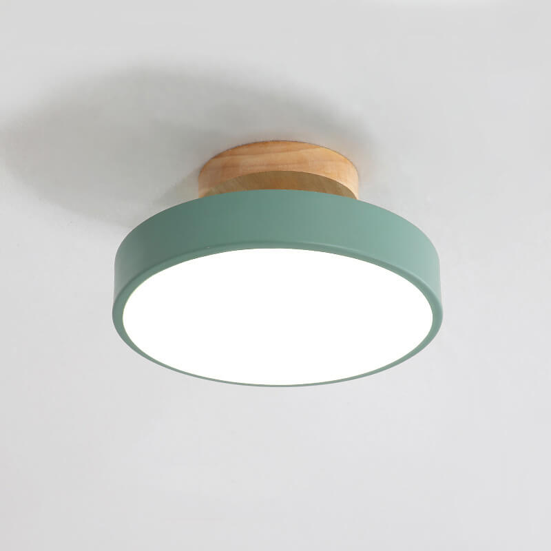 Nordic Wood Round Acrylic LED Semi-Flush Mount Ceiling Light Lumendat