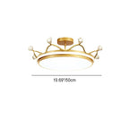 Contemporary Creative Kids Crown Iron Acrylic LED Semi-flush Mount Ceiling Light for Bedroom BulbSquare