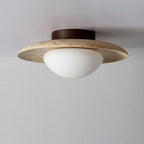 Traditional Vintage Round Travertine 1-light Flush Mount Ceiling Light for Hallway BulbSquare
