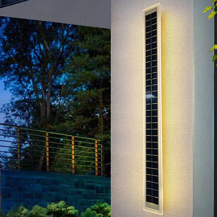 Minimalist Outdoor Solar Rectangular Strip Waterproof Patio LED Wall Sconce Lamp Lumendat