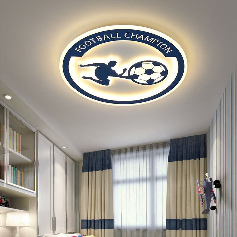 Lumendat Contemporary Creative Kids Round Football Iron Acrylic LED Flush Mount Ceiling Light For Bedroom Lumendat