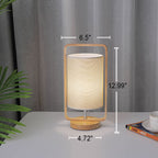 Modern Minimalist Wood Cloth Portable LED Night Light Table Lamp Lumendat