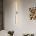 Japanese Wabi-Sabi Yellow Travertine Long Strip LED Wall Sconce Lamp