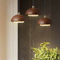 Nordic Minimalist Solid Wood Dome Glass Lampshade LED Pendant Light BulbSquare