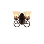 Traditional Vintage Round Glass Iron 1/2 Light Wall Sconce Lamp For Bedroom