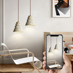 Contemporary Scandinavian Cylinder Cone Cement Solid Wood 1-light Pendant Light for Living Room