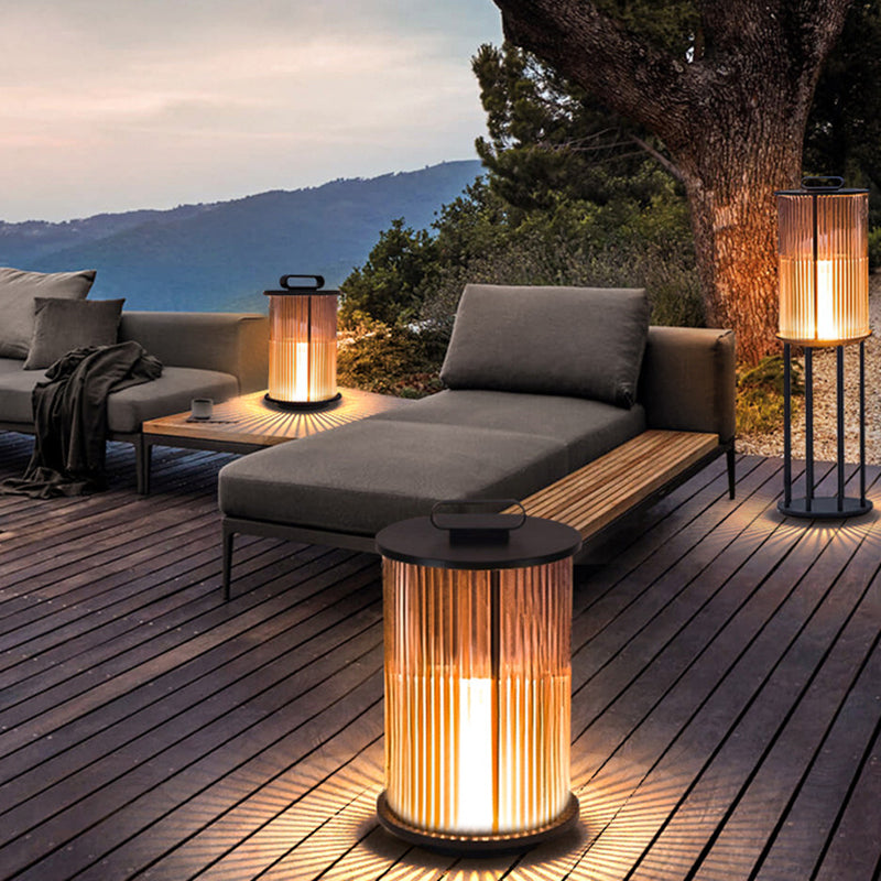 Modern Simplicity Cylinder Glass Steel 1-Light Landscape Light For Outdoor Patio Lumendat