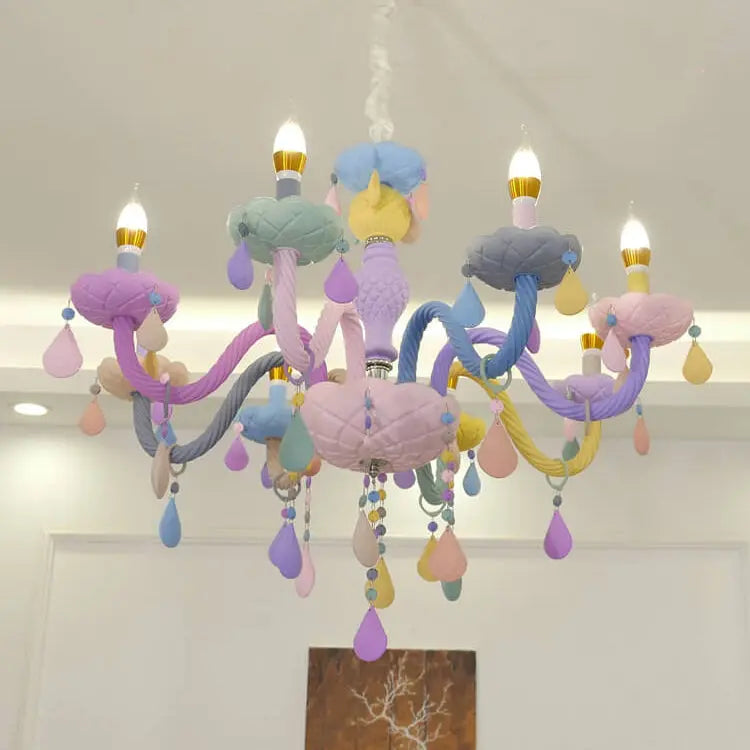 Modern Children's Princess Macaroon Candelabra Crystal Glass 5/6/8/10/12/15 Light Chandelier Lumendat
