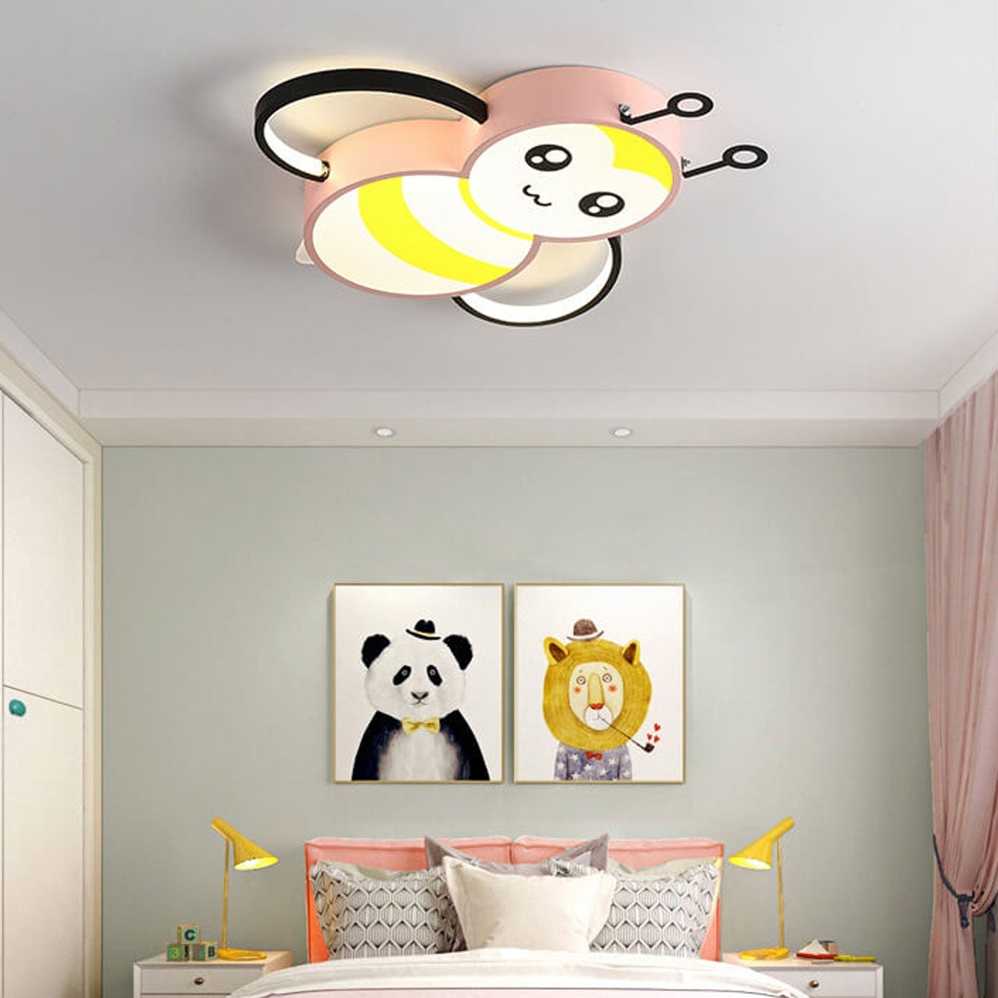 Lumendat Nordic Childlike Cartoon Bee Design LED Flush Mount Light Lumendat