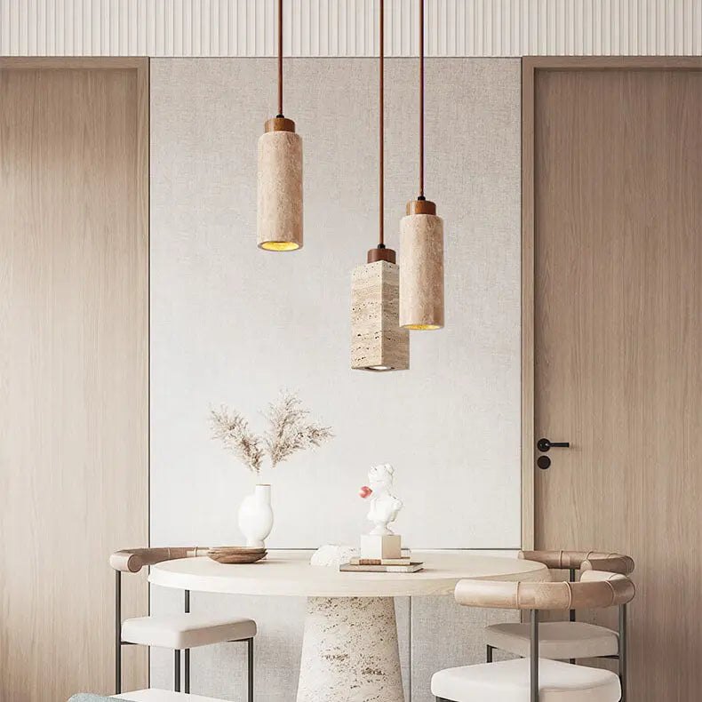 Japanese Wabi-sabi Solid Wood Stone 1/2/3-light Island Light Chandelier BulbSquare