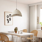 Japanese Wabi-sabi Striped Fabric Dome 1-Light Pendant Light