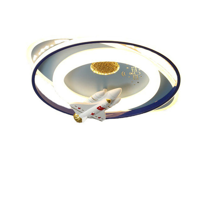 Lumendat Modern Creative Kids Iron Cartoon Astronaut Rocket LED Flush Mount Ceiling Light Lumendat