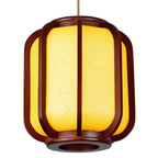 Modern Chinese Faux Sheepskin Wooden Lantern 1-light Pendant Light Lumendat