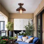 Contemporary Industrial Semicircle Iron 1-light Semi-flush Mount Ceiling Light for Living Room