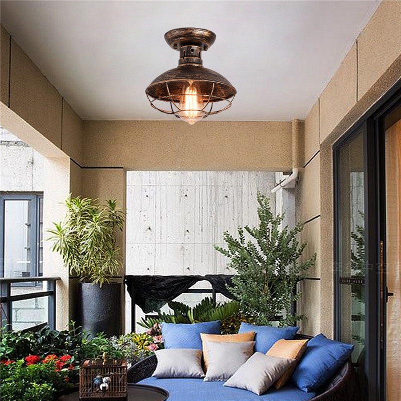 Contemporary Industrial Semicircle Iron 1-light Semi-flush Mount Ceiling Light for Living Room