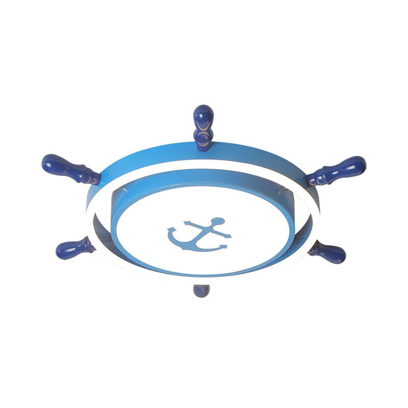 Lumendat Modern Children's Pirate Ship Rudder Iron Acrylic LED Flush Mount Ceiling Light Lumendat