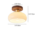 Creative Vintage Walnut Brass Round 1-Light Semi-Flush Mount Ceiling Light Lumendat