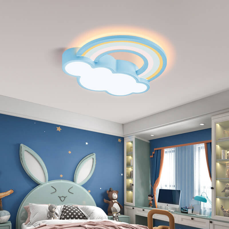 Childlike Cartoon Rainbow Cloud Design LED Flush Mount Light Lumendat