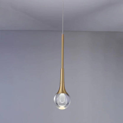 Modern Luxury Glass Teardrop Brass LED Pendant Light