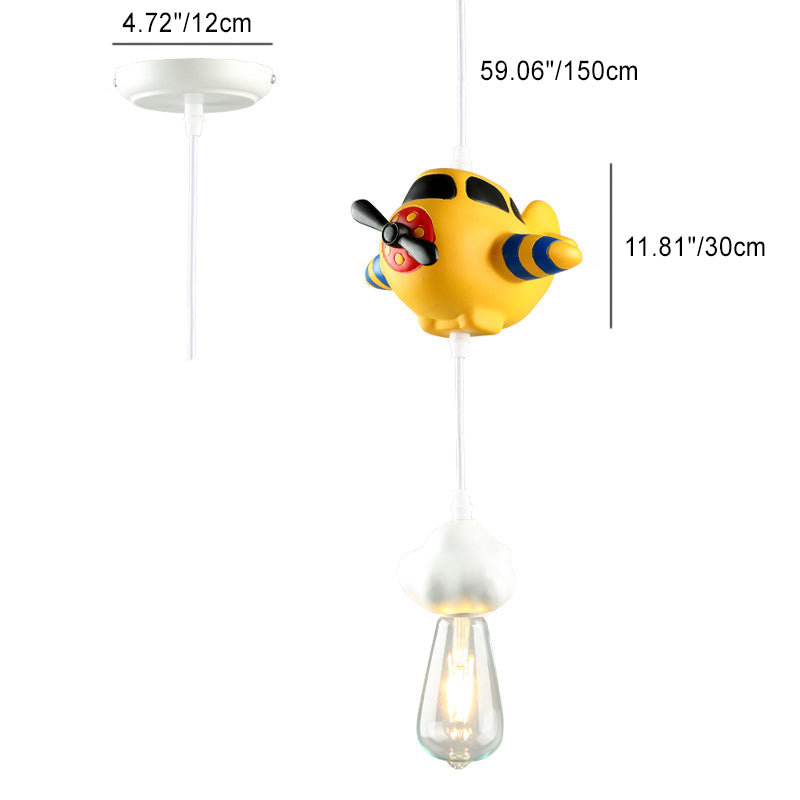 Lumendat Modern Art Deco Kids Resin Airplane Cloud 1/3 Light Chandelier For Dining Room Lumendat