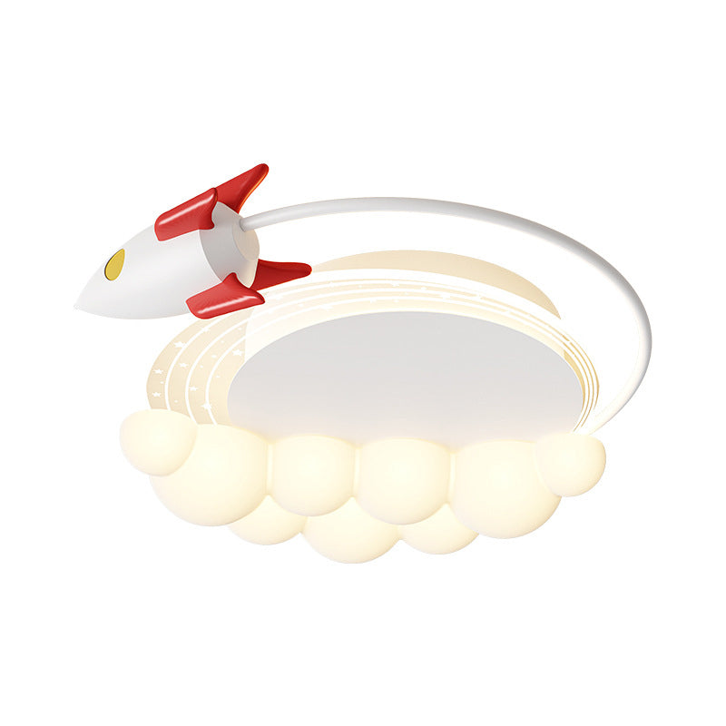 Lumendat Modern Art Deco Kids Iron PE Rocket Cloud Round LED Flush Mount Ceiling Light For Bedroom Lumendat