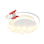 Lumendat Modern Art Deco Kids Iron PE Rocket Cloud Round LED Flush Mount Ceiling Light For Bedroom Lumendat