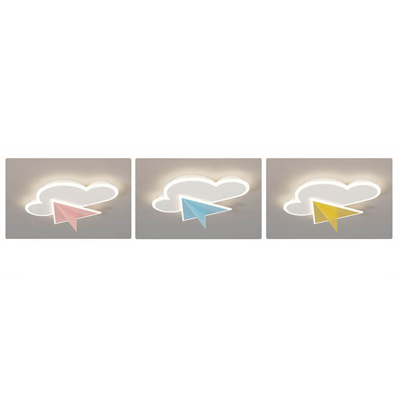 Lumendat Creative Cartoon Clouds Airplane LED Kids Flush Mount Ceiling Light Lumendat