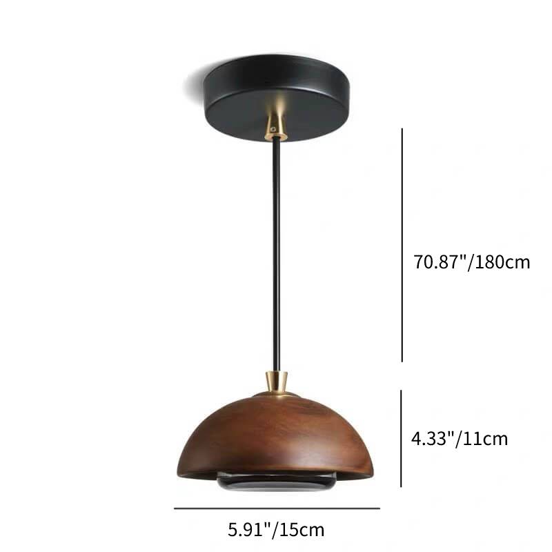 Nordic Minimalist Solid Wood Dome Glass Lampshade LED Pendant Light BulbSquare