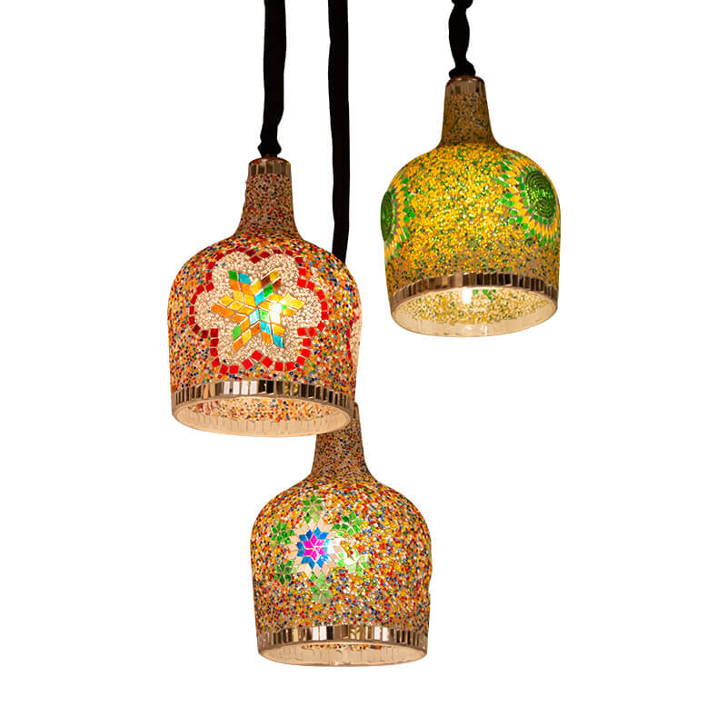 Modern Creative Stained Glass Bottle 1-light Pendant Light BulbSquare