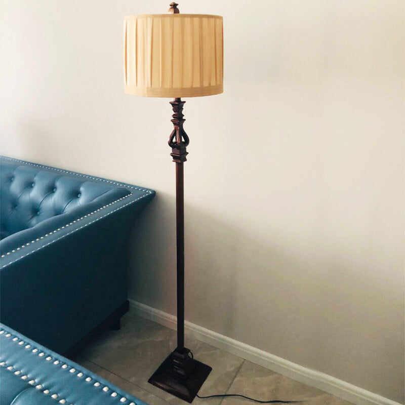 Modern European Retro Pleated Fabric 1-Light Standing Floor Lamp Lumendat