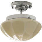 Traditional French Iron Glass Hemispheroid Ripple 1-light Semi-flush Mount Ceiling Light for Hallway
