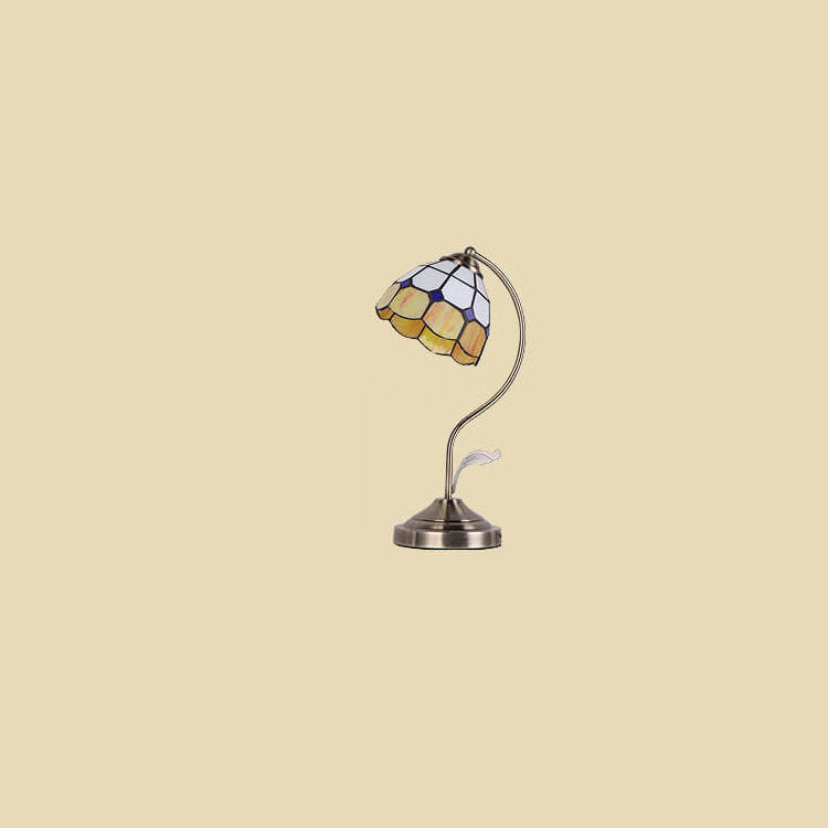 European Vintage Tiffany Round Head Glass Hardware 1-Light Table Lamp Lumendat