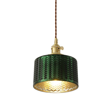 Nordic Vintage Tiffany Green Glass Island Chandelier – 1/2/3 Light, Brass