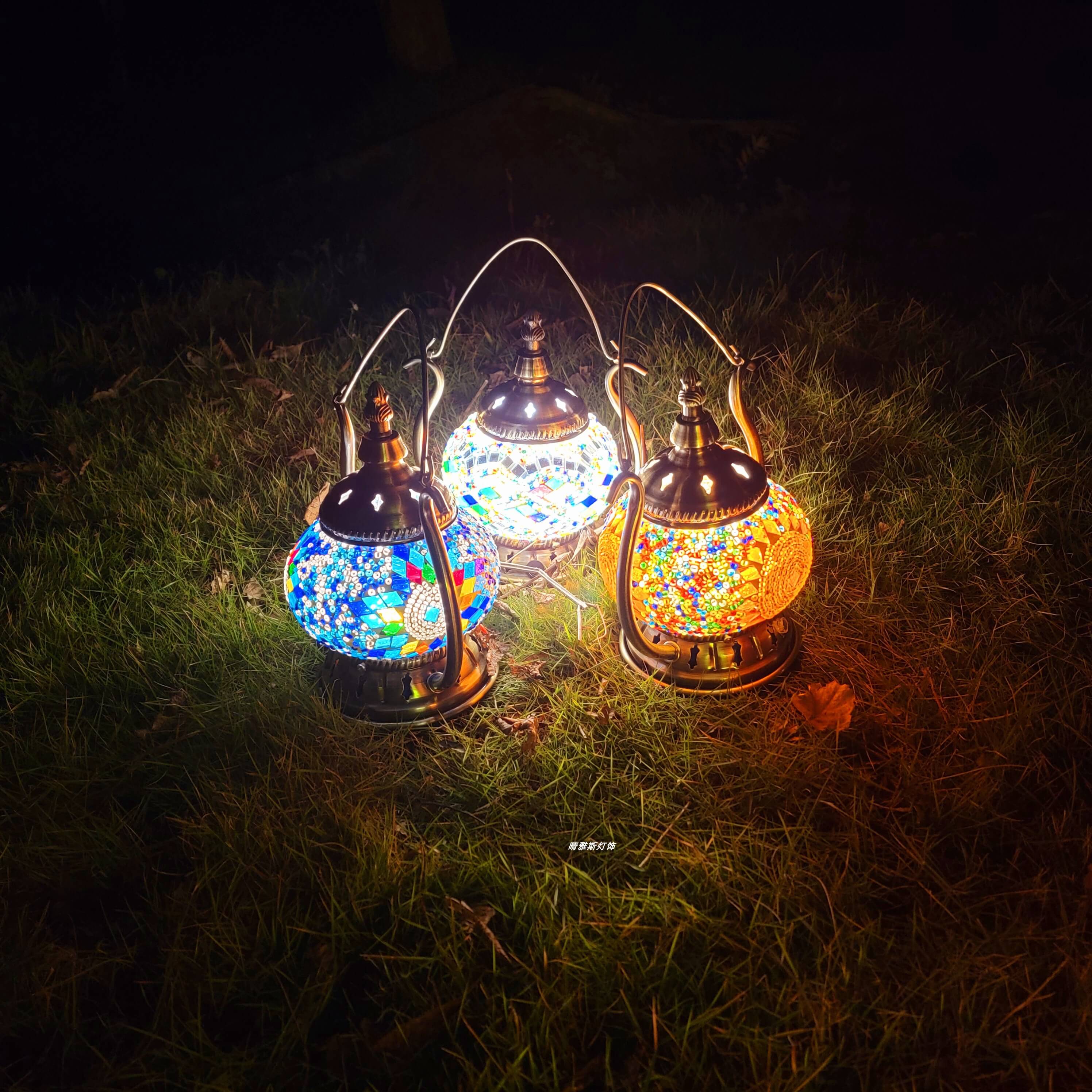 Moroccan Stained Glass Round Pot USB Rechargeable LED Portable Table Lamp Lumendat