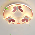 Lumendat Cartoon Creative Pink Butterfly Circle LED Flush Mount Ceiling Light Lumendat