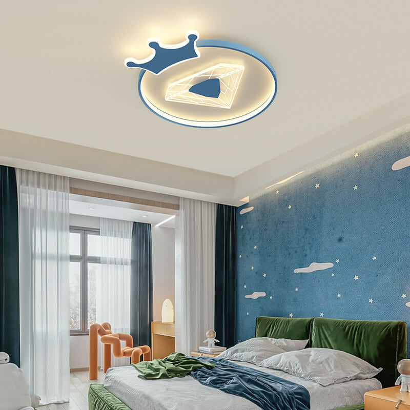 Lumendat Childlike Cartoon Crown Diamond Design LED Flush Mount Light Lumendat