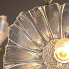 Modern Art Deco Gold Finish Frame Lotus Leaf Glass Shade 3/6-light Chandelier for Living Room Lumendat