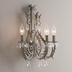 French Vintage Iron Crystal Hardware 3-Light Wall Sconce Lamp Lumendat