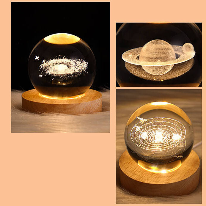 Contemporary Creative Star System Crystal Ball USB LED Night Light Table Lamp For Bedroom Lumendat