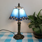 European Vintage Tiffany Square Stained Glass Iron 1-Light Table Lamp Lumendat