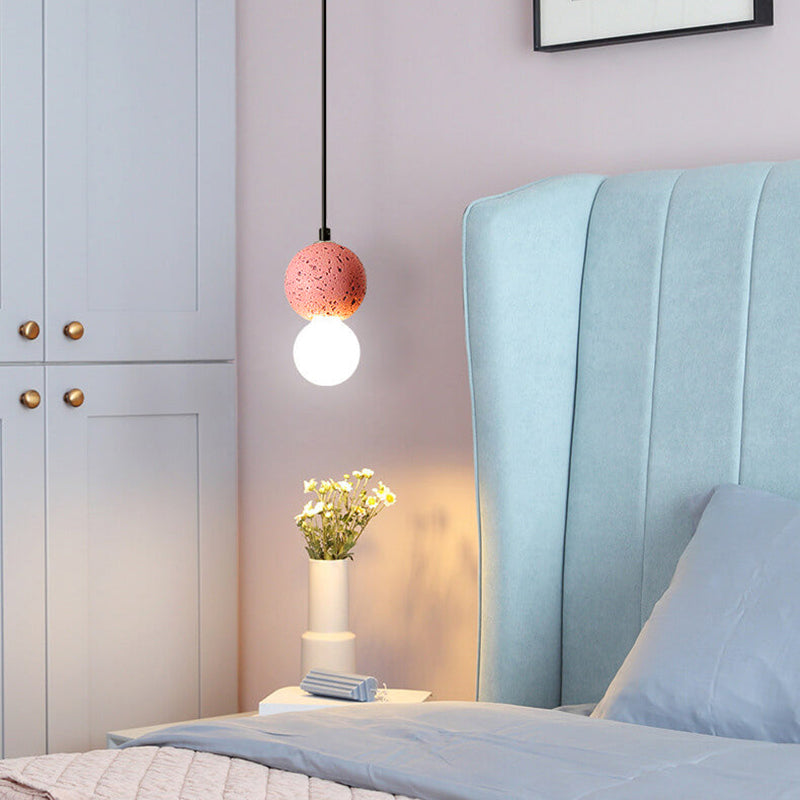 Contemporary Scandinavian Orb Terrazzo 1-light Pendant Light for Bedroom BulbSquare