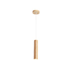 Modern Minimalist Rubberwood Cylinder Spotlight LED Pendant Light for Bedroom BulbSquare
