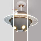 Contemporary Creative Kids Metal Acrylic Resin Ball Astronaut Space Planet LED Semi-Flush Mount Ceiling Light For Bedroom
