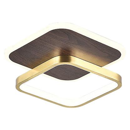 Modern Minimalist Aluminum Circular Square LED Semi-flush Mount Ceiling Light
